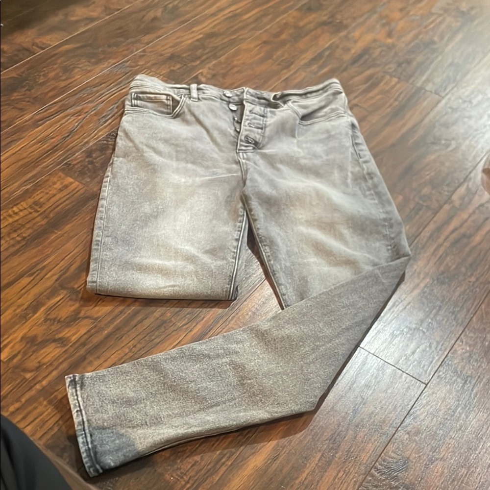 Loft high rise gray skinny jeans EUC
